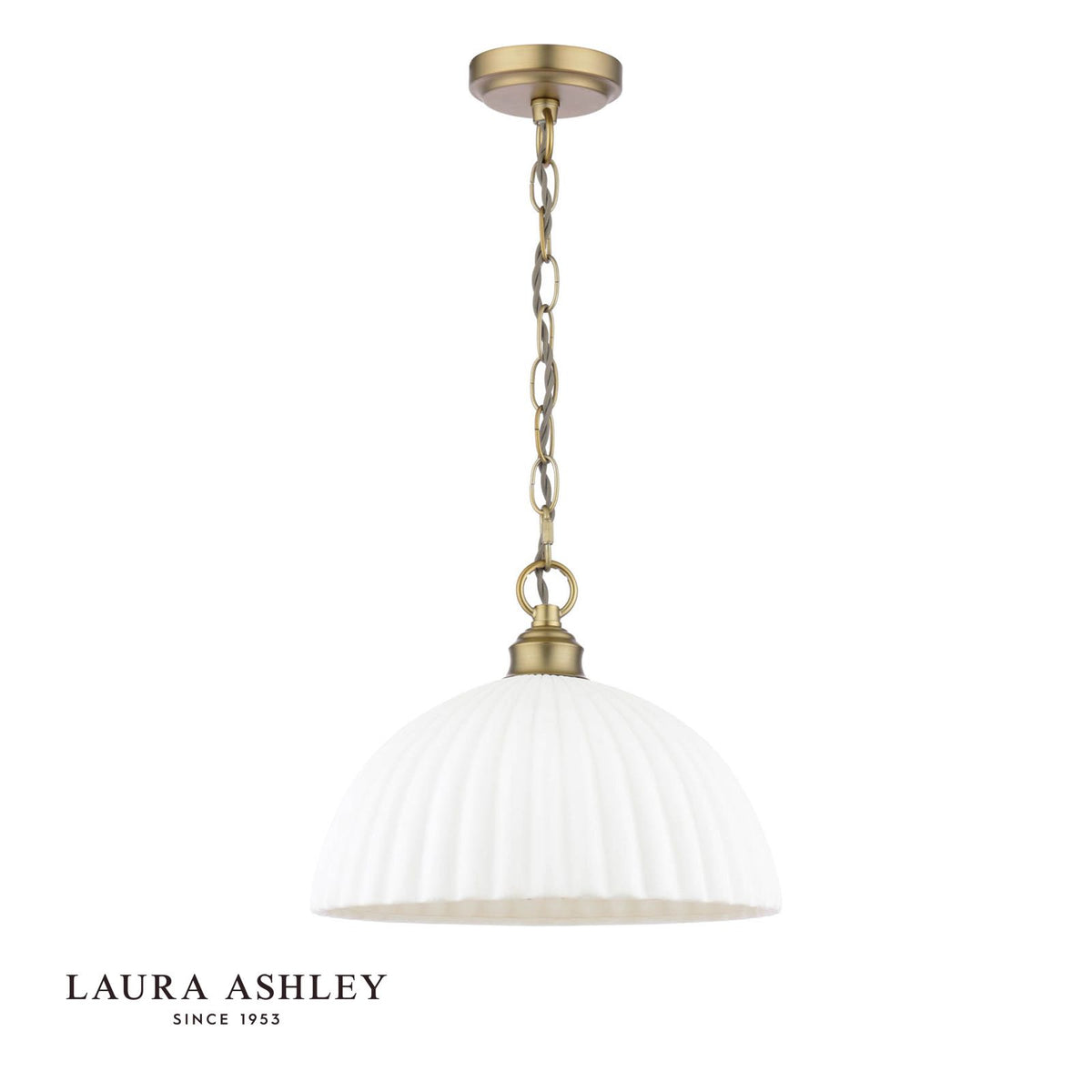 Laura Ashley Durford Large Pendant Matt Antique Brass and White