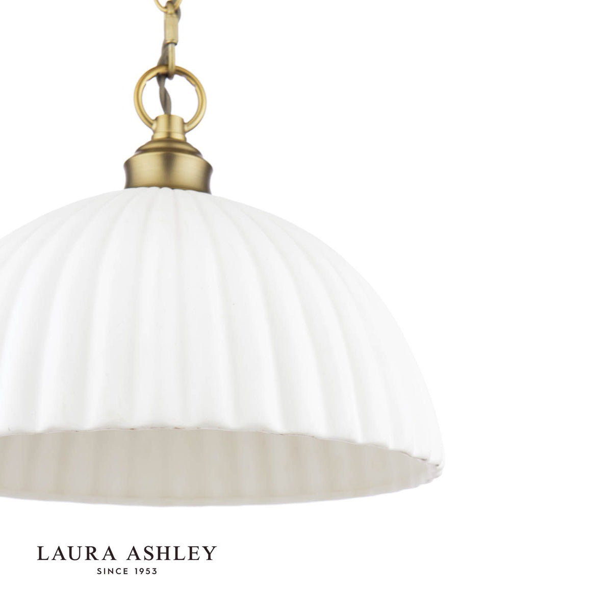Laura Ashley Durford Large Pendant Matt Antique Brass and White