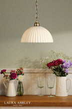 Laura Ashley Durford Large Pendant Matt Antique Brass and White