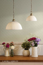 Laura Ashley Durford Large Pendant Matt Antique Brass and White