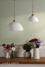 Laura Ashley Durford Large Pendant Matt Antique Brass and White