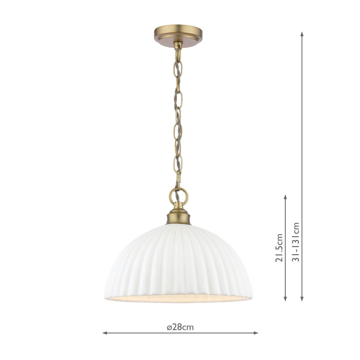 Laura Ashley Durford Large Pendant Matt Antique Brass and White