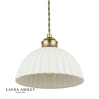Laura Ashley Durford 3 Light Bar Pendant Matt Antique Brass and White Ceramic