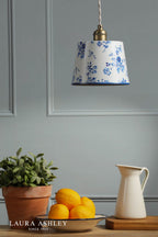 Laura Ashley China Rose Pendant Matt Blue and Matt Antique Brass