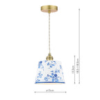Laura Ashley China Rose Pendant Matt Blue and Matt Antique Brass