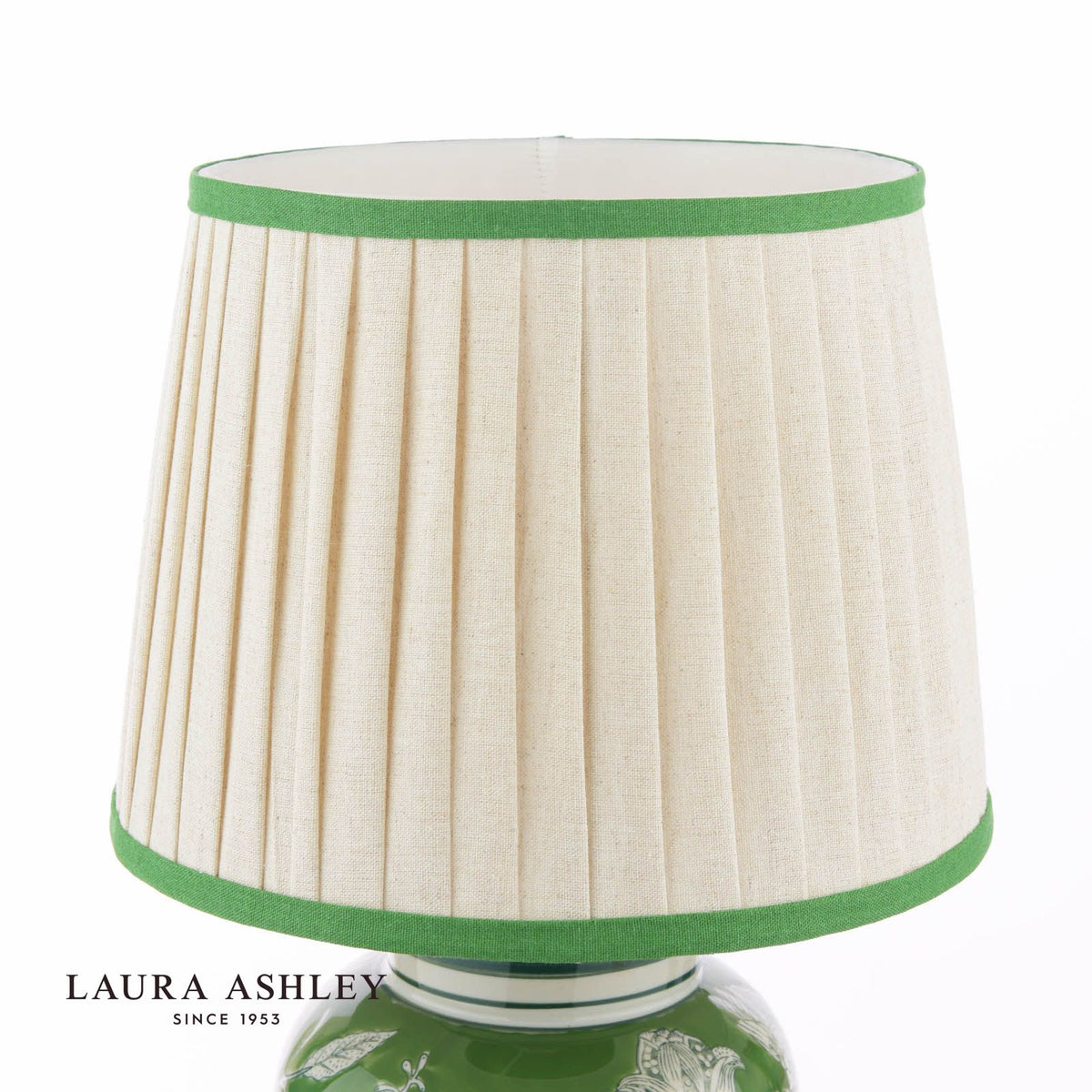 Laura Ashley Colwich Table Lamp Green Ceramic and Antique Brass With Shade