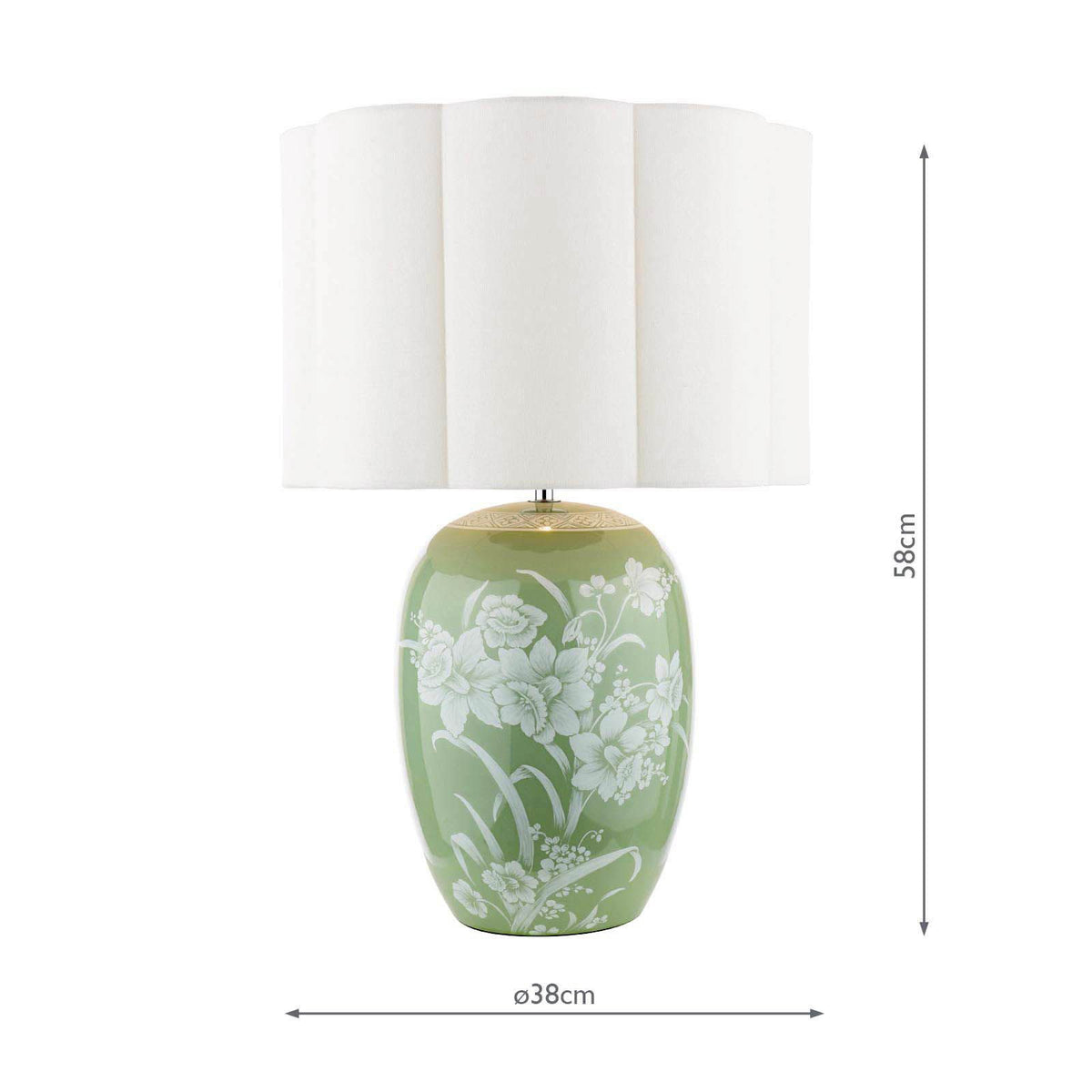 Laura Ashley Pashley Table Lamp Green Ceramic and Polished Chrome With Shade