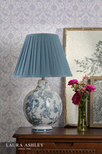 Laura Ashley Maltby Table Lamp Blue Ceramic and Antique Brass With Shade