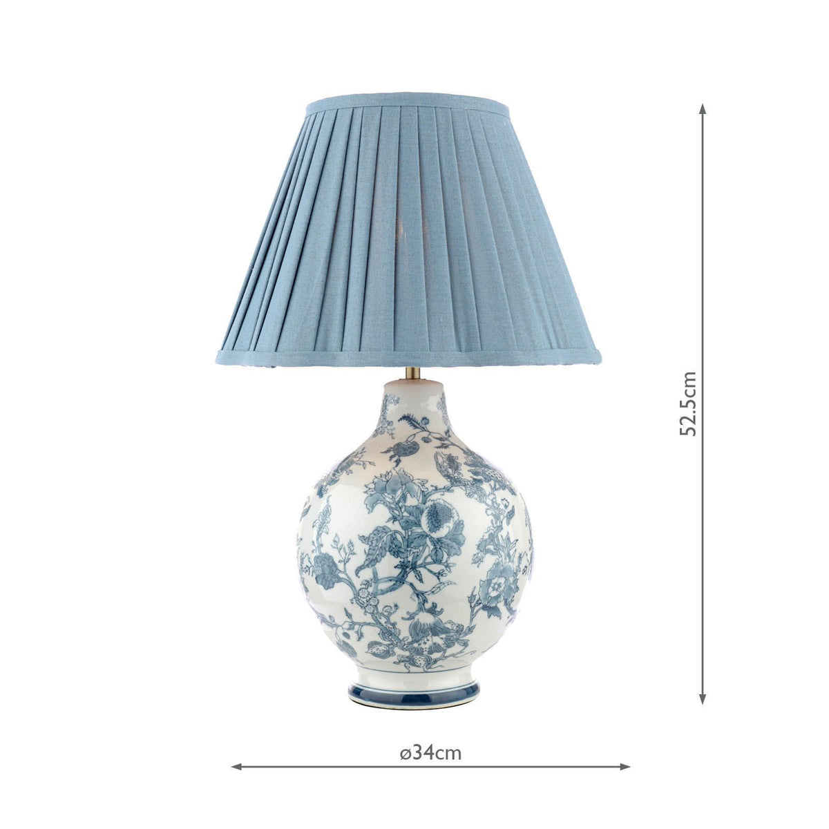 Laura Ashley Maltby Table Lamp Blue Ceramic and Antique Brass With Shade
