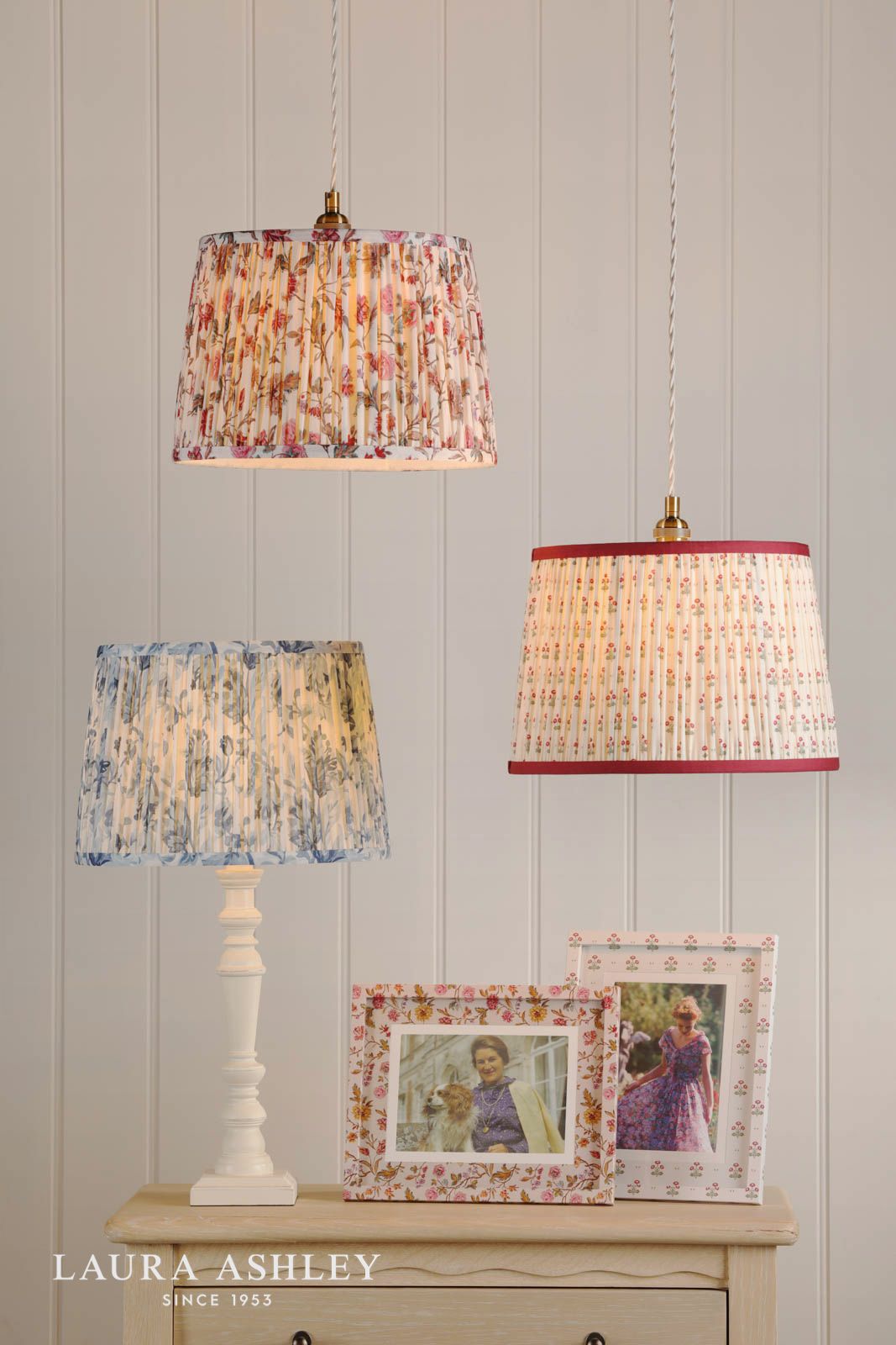 Laura Ashley Lingmell Trail Cream Cotton Tapered Drum Shade 30cm/12 inch