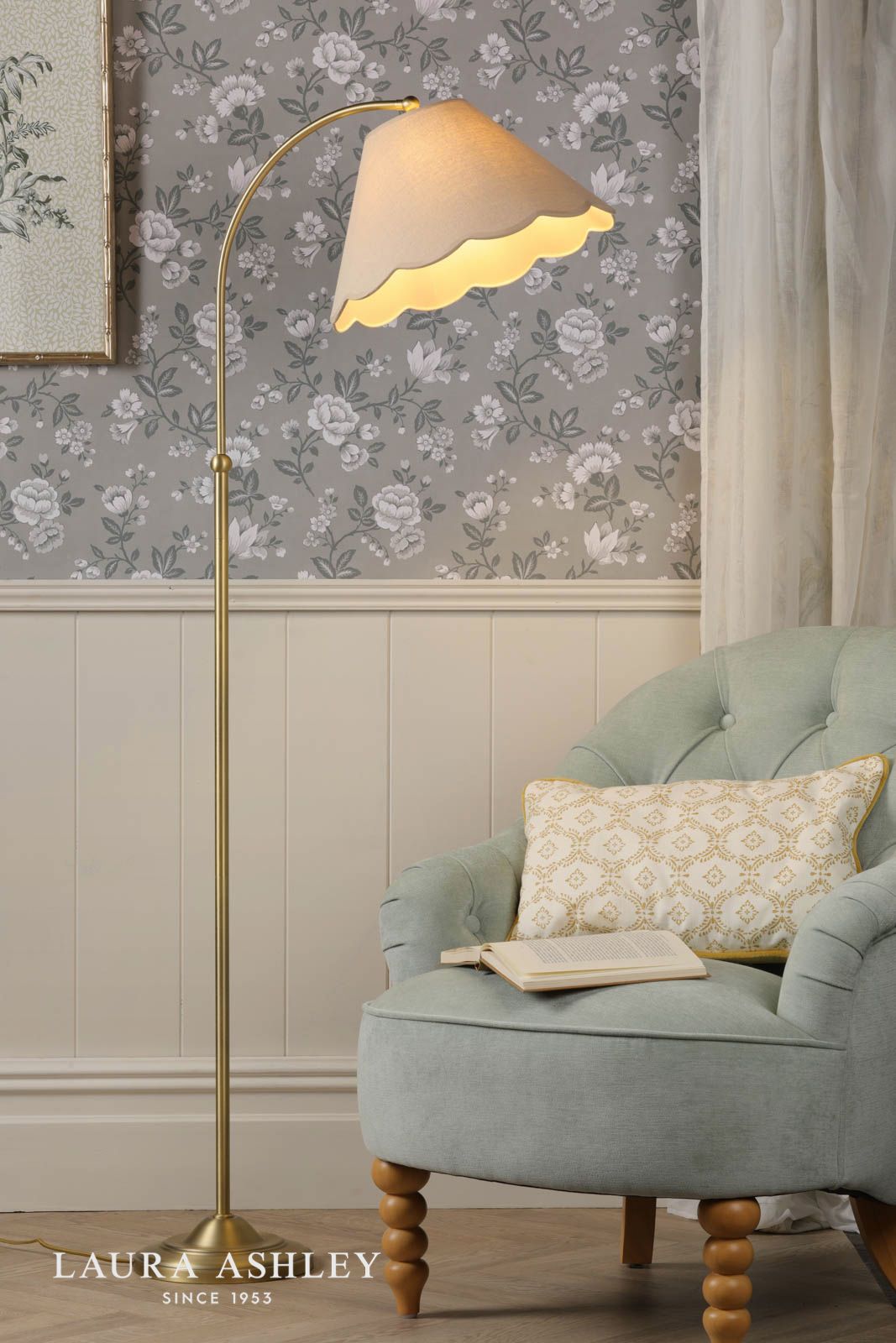 Laura Ashley Cordwell Floor Lamp Matt Antique Brass With Shade
