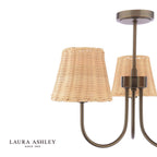 Laura Ashley Hasfield 3 Light Semi-Flush Satin Bronze With Rattan Shade