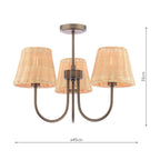 Laura Ashley Hasfield 3 Light Semi-Flush Satin Bronze With Rattan Shade