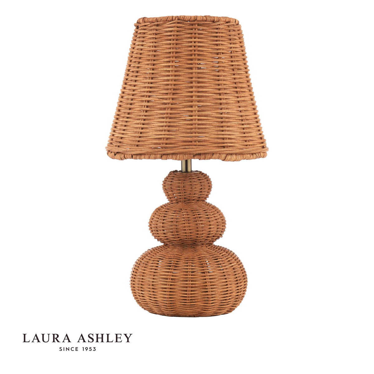 Laura Ashley Hasfield Rechargeable Table Lamp Natural Rattan With Shade LED