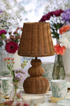 Laura Ashley Hasfield Rechargeable Table Lamp Natural Rattan With Shade LED