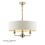Laura Ashley Sorrento 3 Light Shadelier Matt Antique Brass With Natural Shade
