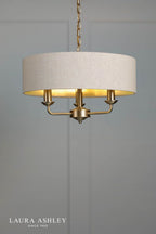 Laura Ashley Sorrento 3 Light Shadelier Matt Antique Brass With Natural Shade