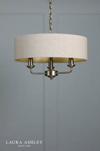 Laura Ashley Sorrento 3 Light Shadelier Matt Antique Brass With Natural Shade