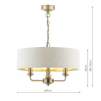 Laura Ashley Sorrento 3 Light Shadelier Matt Antique Brass With Natural Shade