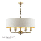 Laura Ashley Sorrento 6 Light Shadelier Matt Antique Brass With Natural Shade