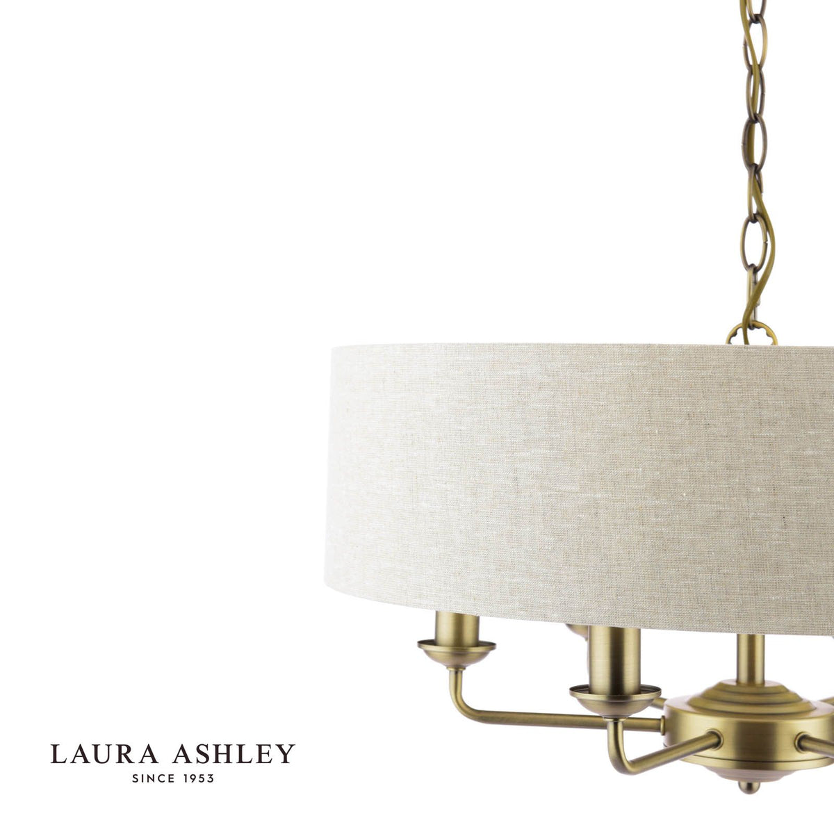 Laura Ashley Sorrento 6 Light Shadelier Matt Antique Brass With Natural Shade
