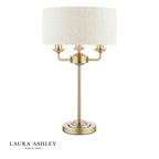 Laura Ashley Sorrento 3 Light Table Lamp Matt Antique Brass With Natural Shade