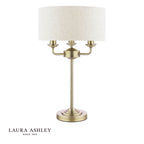 Laura Ashley Sorrento 3 Light Table Lamp Matt Antique Brass With Natural Shade