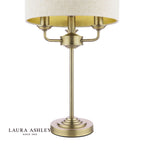 Laura Ashley Sorrento 3 Light Table Lamp Matt Antique Brass With Natural Shade