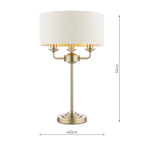 Laura Ashley Sorrento 3 Light Table Lamp Matt Antique Brass With Natural Shade