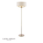 Laura Ashley Sorrento 3 Light Floor Lamp Matt Antique Brass With Natural Shade