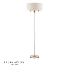 Laura Ashley Sorrento 3 Light Floor Lamp Matt Antique Brass With Natural Shade