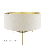 Laura Ashley Sorrento 3 Light Floor Lamp Matt Antique Brass With Natural Shade