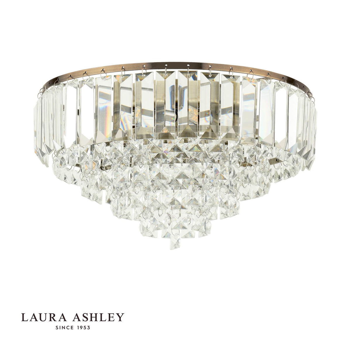 Laura Ashley Vienna 3 Light Flush Crystal and Antique Brass