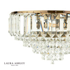 Laura Ashley Vienna 3 Light Flush Crystal and Antique Brass