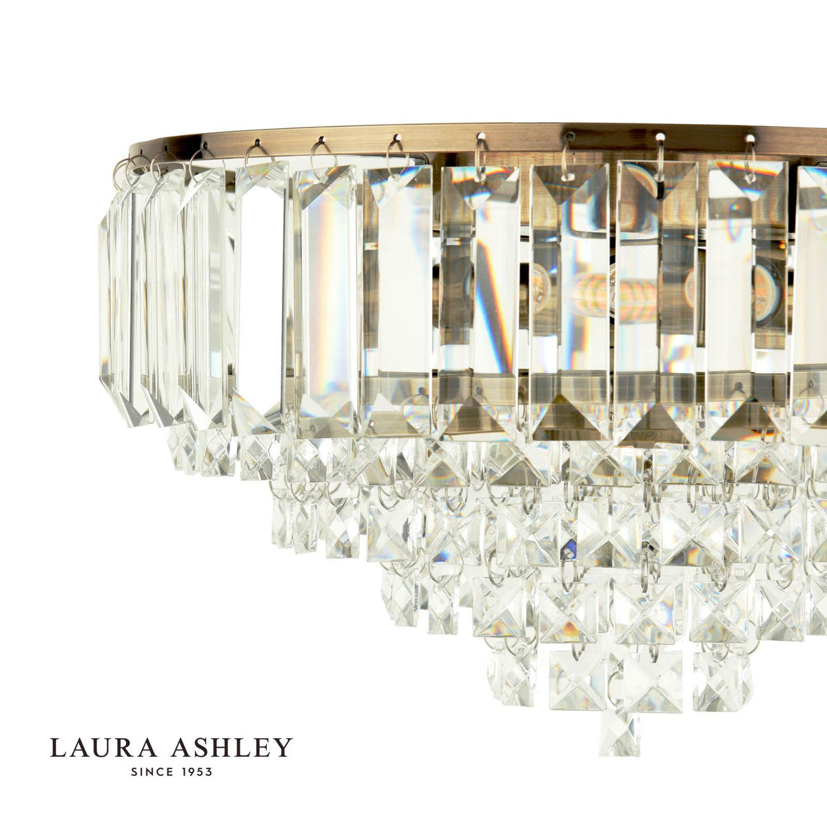 Laura Ashley Vienna 3 Light Flush Crystal and Antique Brass