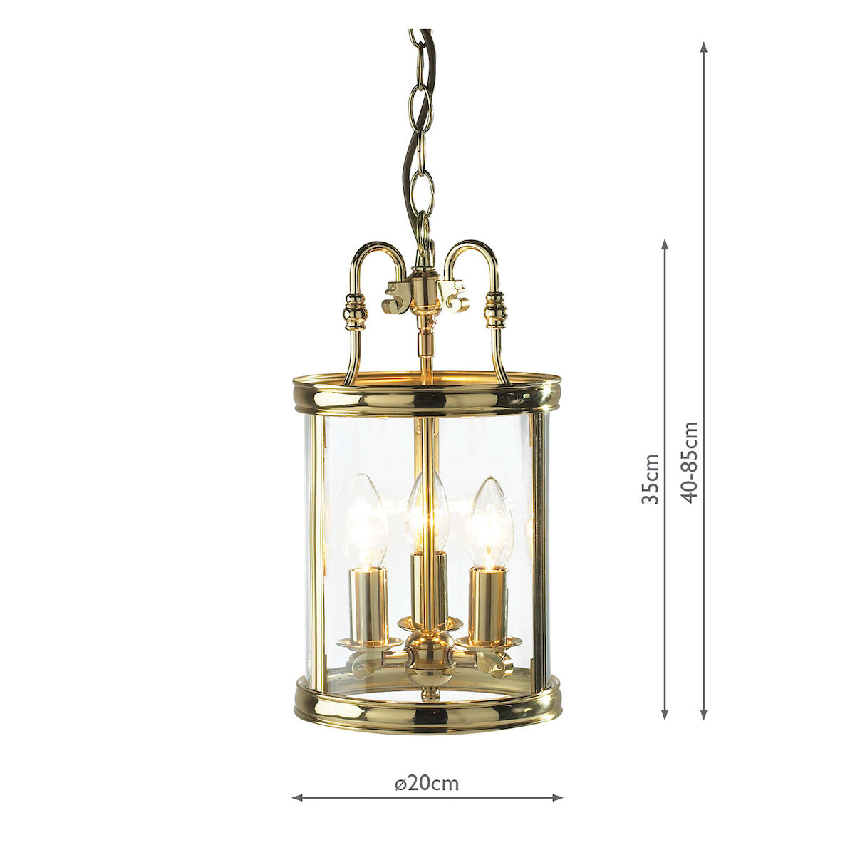 Lambeth 3 Light Lantern Dual Mount Polished Brass