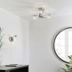 Langella 3-Light Chrome Semi-Flush Ceiling Light with Crystal Shades