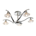 Langella 5-Light Chrome Semi-Flush Ceiling Light with Crystal Shades