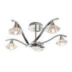 Langella 5-Light Chrome Semi-Flush Ceiling Light with Crystal Shades