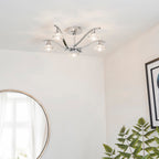 Langella 5-Light Chrome Semi-Flush Ceiling Light with Crystal Shades