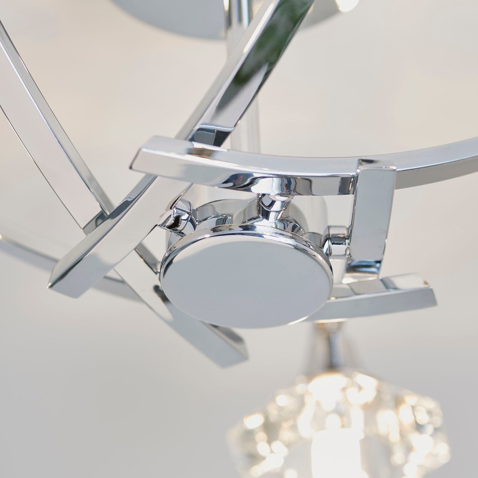 Langella 5-Light Chrome Semi-Flush Ceiling Light with Crystal Shades