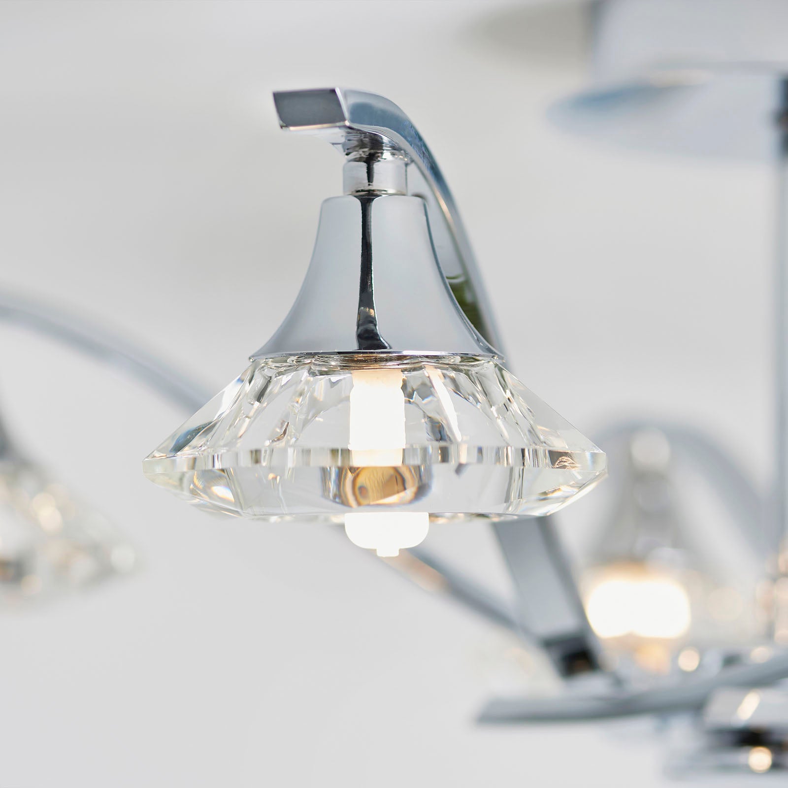 Langella 5-Light Chrome Semi-Flush Ceiling Light with Crystal Shades