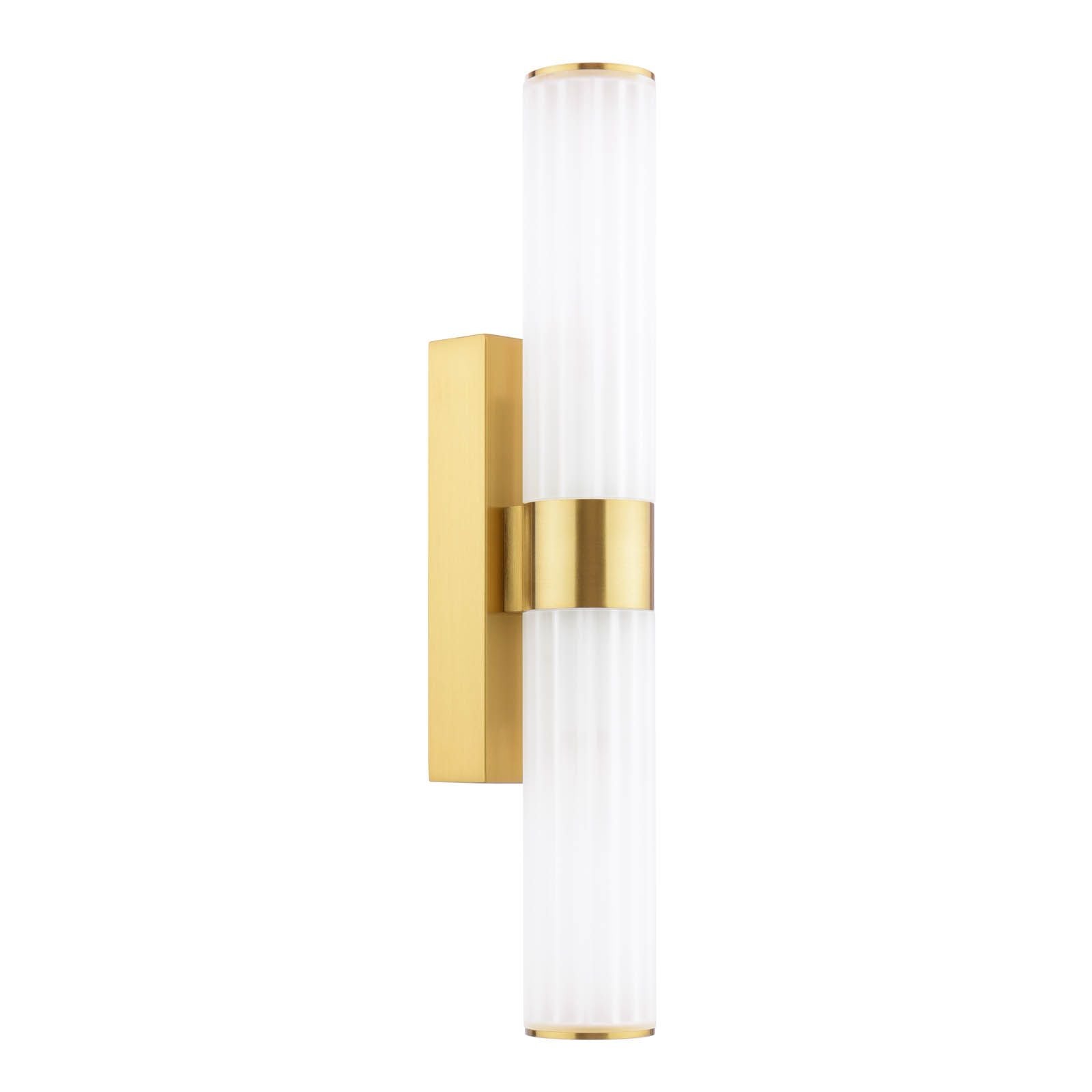 Lars 2 Light Bathroom Wall Light Brushed Gold and White Frosted Acrylic IP44
