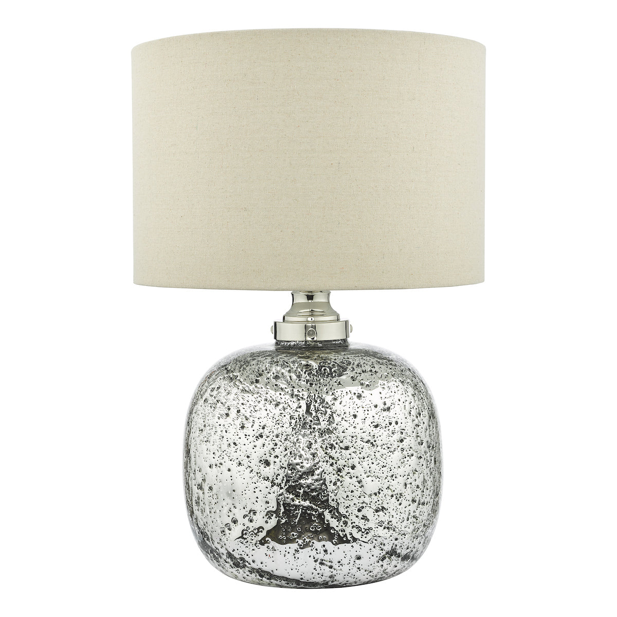 Lava Dual Light Table Lamps Polished Nickel Volcanic Glass With Shade