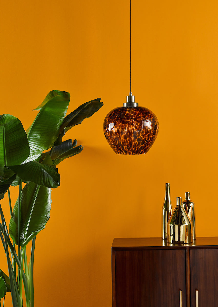 Leandra Pendant Tortoiseshell Glass and Antique Brass