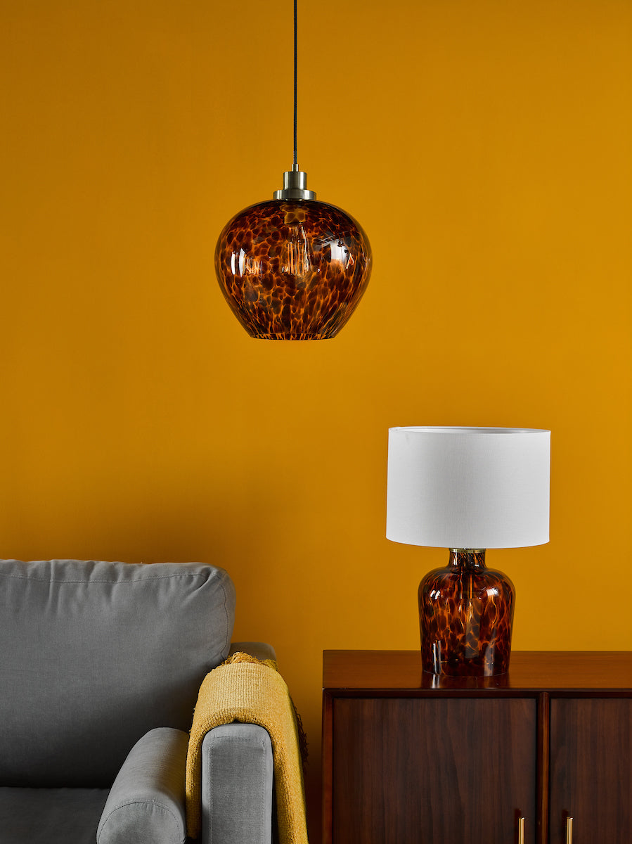 Leandra Pendant Tortoiseshell Glass and Antique Brass