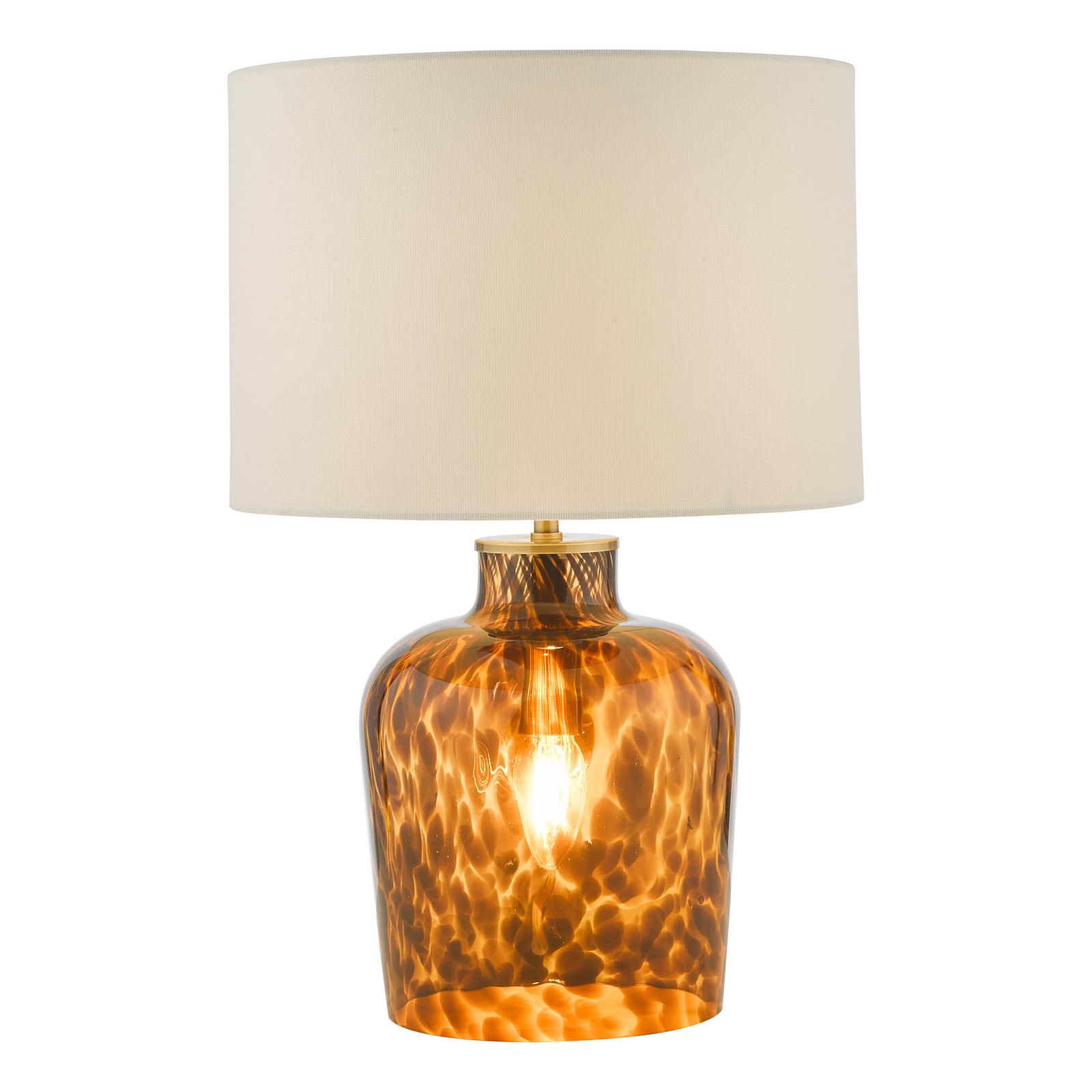 Leandra Dual Light Table Lamps Tortoiseshell Glass With Shade