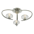 Leighton 3 Light Semi Flush Satin Chrome Glass
