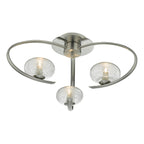 Leighton 3 Light Semi Flush Satin Chrome Glass