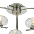Leighton 3 Light Semi Flush Satin Chrome Glass